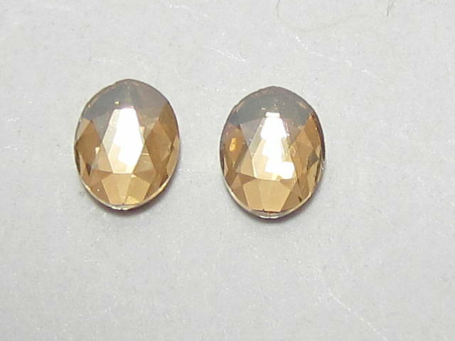 12 pcs. OVAL 4x3mm GOLDEN SHADOW STAR BRIGHT FLATBACK Rhinestones